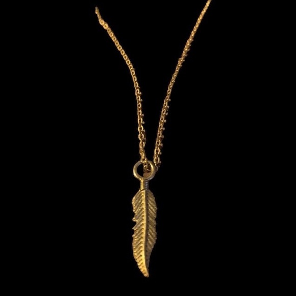 Feather Gold Tone Fashion Costume Bohemian Boho Jewelry Necklace - Picture 3 of 5